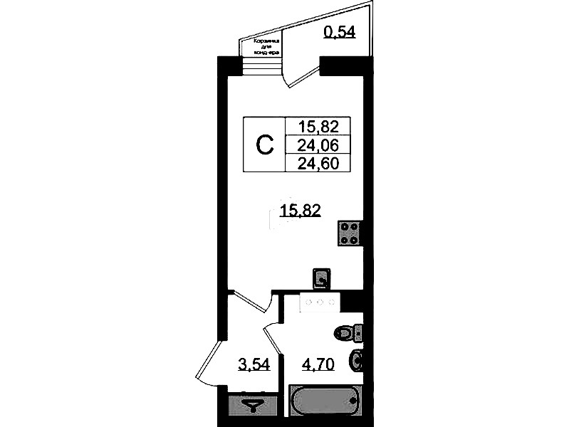 Квартира студия 24.6 м², 9/11 эт., ЖК «VEREN NORT Сертолово»